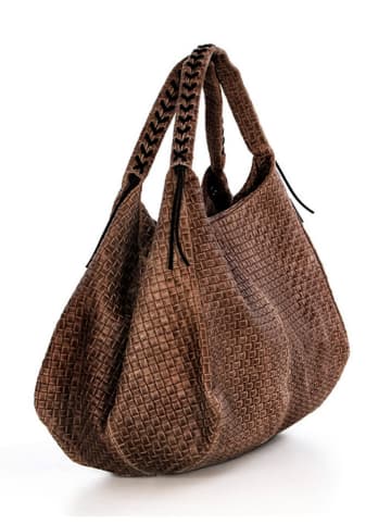 Lucca Baldi Leren schoudertas "Pitigliano" bruin - (B)41 x (H)34 x (D)30 cm