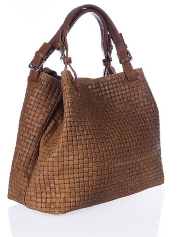 Lucca Baldi Leren shopper "Fosdinovo" cognackleurig - (B)45 x (H)37 x (D)15 cm