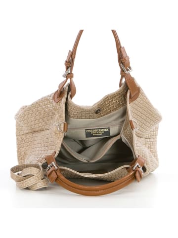 Lucca Baldi Leren handtas "Fosdinovo" beige - (B)45 x (H)37 x (D)15 cm