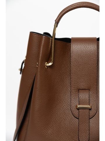 Lucca Baldi Leder-Henkeltasche "Vinci" in Braun - (B)33 x (H)28 x (T)13 cm