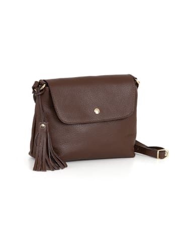 Lucca Baldi Leder-Umhängetasche "Bagni" in Dunkelbraun - (B)25 x (H)17 x (T)7 cm