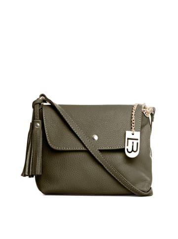 Lucca Baldi Leder-Umhängetasche "Bagni" in Oliv - (B)25 x (H)17 x (T)7 cm