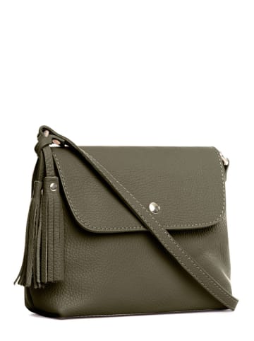 Lucca Baldi Leder-Umhängetasche "Bagni" in Oliv - (B)25 x (H)17 x (T)7 cm