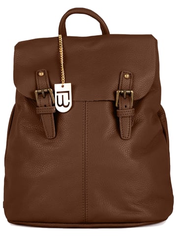 Lucca Baldi Leren rugzak "Montichiari" bruin - (B)31 x (H)37 x (D)15 cm