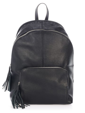 Lucca Baldi Leren rugzak "Cisano" zwart - (B)35 x (H)37 x (D)14 cm