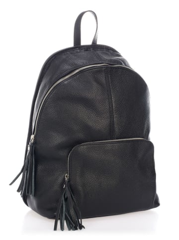 Lucca Baldi Leren rugzak "Cisano" zwart - (B)35 x (H)37 x (D)14 cm