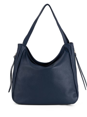 Lucca Baldi Leren schoudertas "Fiesole" donkerblauw - (B)34 x (H)29 x (D)15 cm