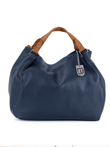 Lucca Baldi Leder-Henkeltasche "Sassari" in Blau - (B)33 x (H)28 x (T)16 cm