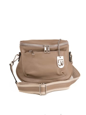 Lucca Baldi Leren schoudertas "Favara" taupe - (B)24 x (H)19 x (D)7 cm