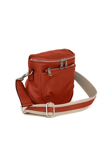 Lucca Baldi Leder-Umhängetasche "Favara" in Rotbraun - (B)24 x (H)19 x (T)7 cm