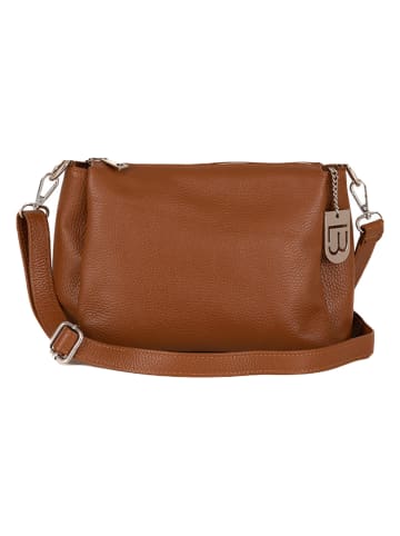 Lucca Baldi Leder-Umhängetasche "Melfi" in Cognac - (B)26 x (H)19 x (T)9 cm