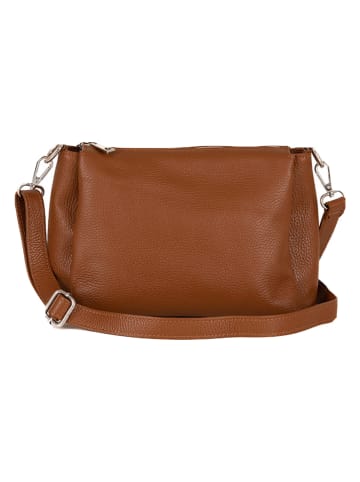 Lucca Baldi Leder-Umhängetasche "Melfi" in Cognac - (B)26 x (H)19 x (T)9 cm