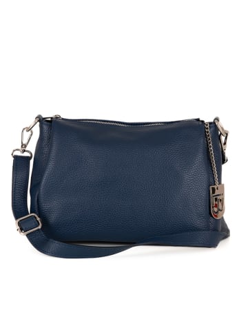 Lucca Baldi Leren schoudertas "Melfi" donkerblauw - (B)29 x (H)29 x (D)9 cm