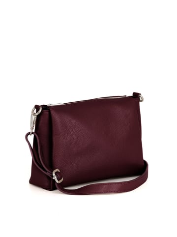 Lucca Baldi Leder-Umhängetasche "Melfi" in Bordeaux - (B)26 x (H)19 x (T)9 cm