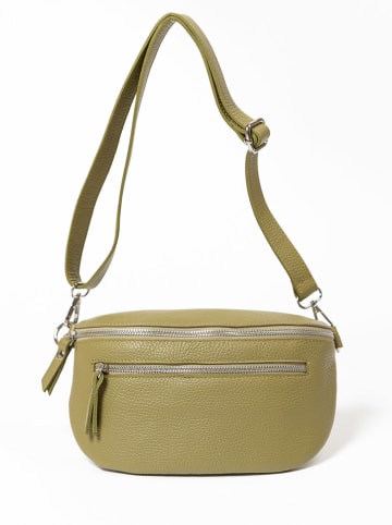 Lucca Baldi Leren heuptas "Burano" olijfgroen - (B)30 x (H)19 x (D)2 cm