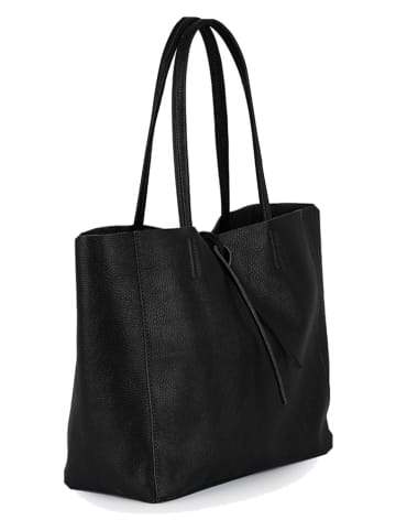 Lucca Baldi Leren schoudertas "Spoleto" zwart - (B)34 x (H)28 x (D)14 cm