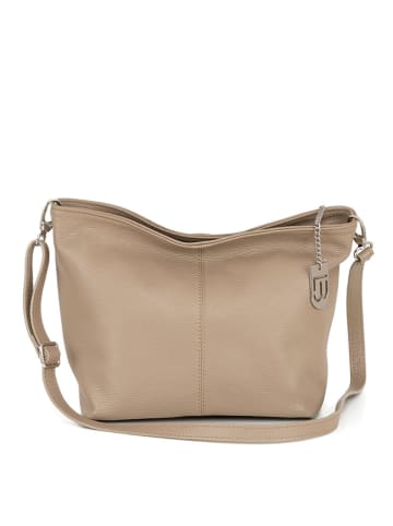 Lucca Baldi Leder-Schultertasche "Trapani" in Beige - (B)33 x (H)25 x (T)14 cm
