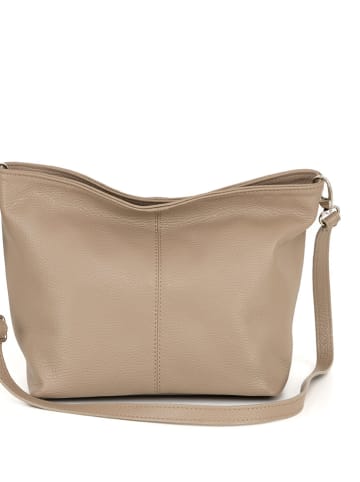 Lucca Baldi Leder-Schultertasche "Trapani" in Beige - (B)33 x (H)25 x (T)14 cm