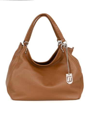 Lucca Baldi Leder-Schultertasche "Viareggio" in Camel - (B)33 x (H)28 x (T)16 cm