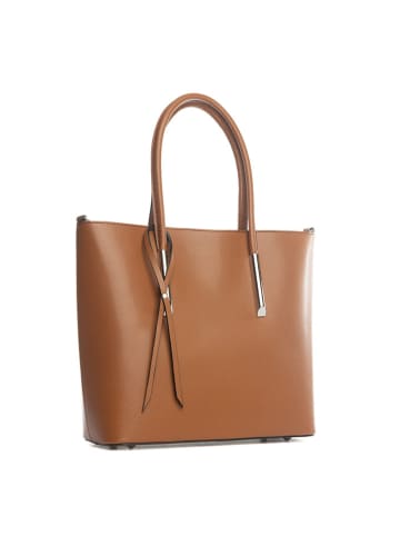 Lia Biassoni Leren schoudertas "Mallero" cognackleurig - (B)32 x (H)30 x (D)12 cm