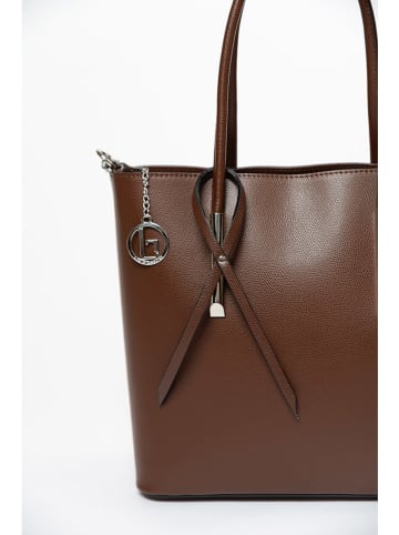 Lia Biassoni Leren schoudertas "Mallero" donkerbruin - (B)32 x (H)30 x (D)12 cm