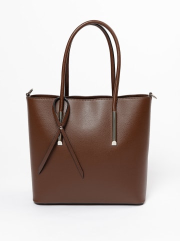 Lia Biassoni Leder-Schultertasche "Mallero" in Dunkelbraun - (B)32 x (H)30 x (T)12 cm