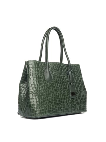 Lia Biassoni Leder-Schultertasche "Allia" in Grün - (B)40 x (H)33 x (T)16 cm