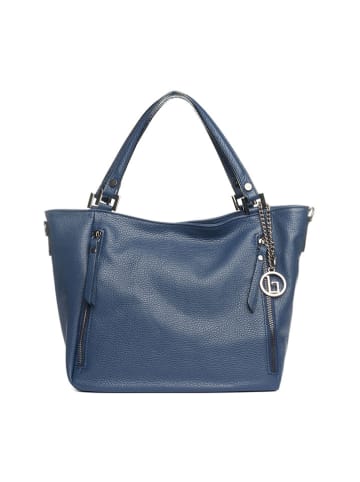 Lia Biassoni Leren schoudertas "Alserio" blauw - (B)42 x (H)26 x (D)14 cm