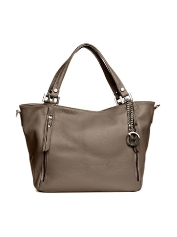 Lia Biassoni Leren schoudertas "Alserio" beige - (B)42 x (H)26 x (D)14 cm