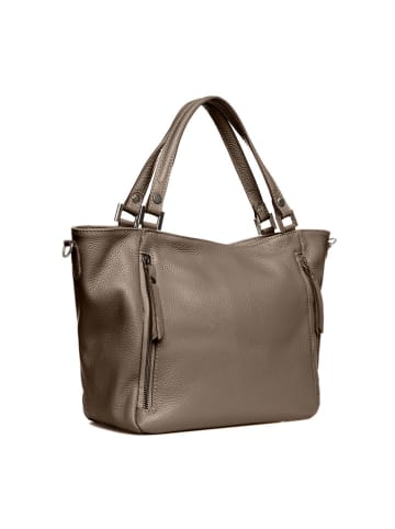Lia Biassoni Leder-Schultertasche "Alserio" in Beige - (B)42 x (H)26 x (T)14 cm
