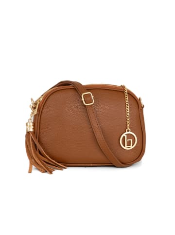 Lia Biassoni Leder-Umhängetasche "Flumendosa" in Camel - (B)23 x (H)17 x (T)7 cm