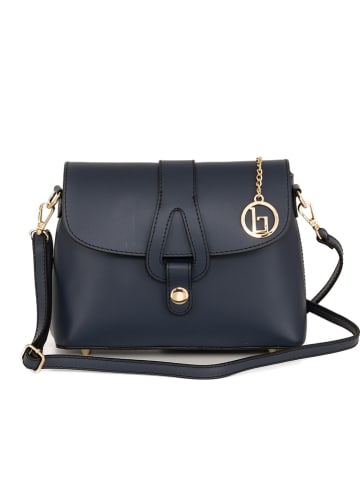 Lia Biassoni Leder-Umhängetasche "Perotto" in Dunkelblau - (B)25 x (H)19 x (T)9 cm