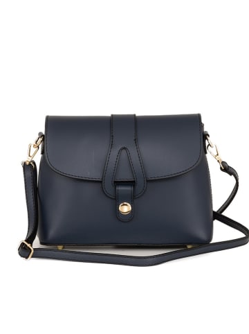 Lia Biassoni Leder-Umhängetasche "Perotto" in Dunkelblau - (B)25 x (H)19 x (T)9 cm