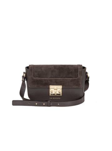 Lia Biassoni Leren schoudertas "Camoscio" donkerbruin - (B)24 x (H)16 x (D)7 cm