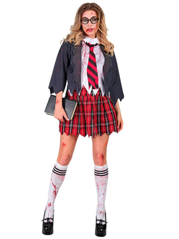 Widmann Kostium "Zombie Schoolgirl" w kolorze granatowo-czerwonym