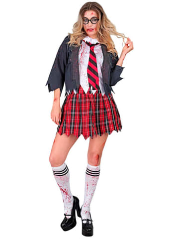 Widmann Kostuum "ZOMBIE SCHOOLMEISJE" donkerblauw/rood