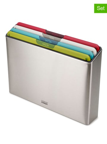 JosephJoseph 5-delige set: snijplanken en houder "Folio" meerkleurig/zilverkleurig