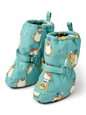 Småfolk Füßlinge "Pinguine" in Türkis