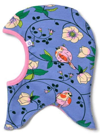 Småfolk Wende-Mütze "Winterrosen und Äpfel" in Lila/ Rosa