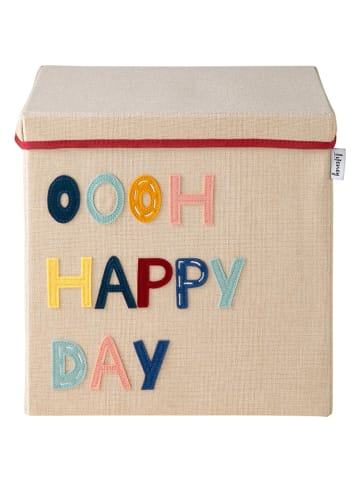 Fackelmann Pudełko "Happy Day" w kolorze beżowym ze wzorem - 33 x 33 x 33 cm