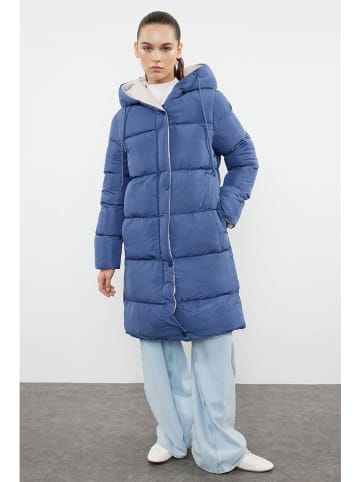 trendyol Wintermantel in Grau/ Dunkelblau