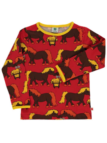 Småfolk Longsleeve "Pferde" in Rot/ Gelb