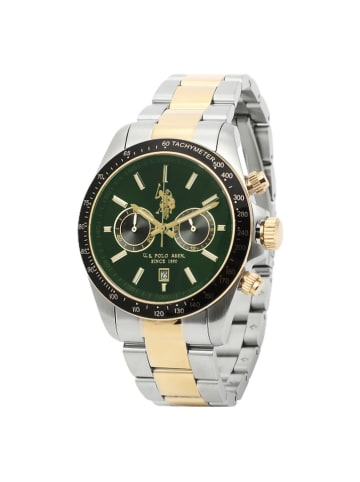 U.S. Polo Assn. Chronograf w kolorze srebrno-złoto-czarno-zielonym