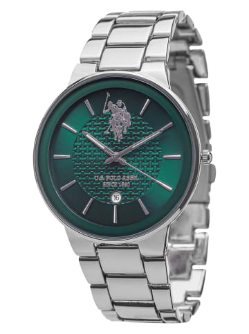U.S. Polo Assn. Quarzuhr in Silber/ Grün