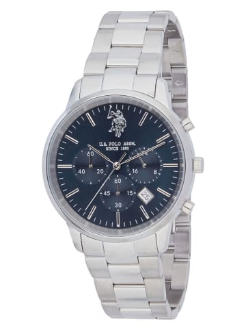 U.S. Polo Assn. Chronograf w kolorze srebrno-granatowym