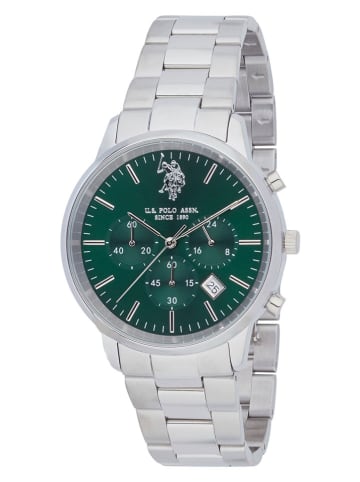 U.S. Polo Assn. Chronograf w kolorze srebrno-ciemnozielonym