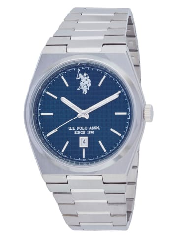 U.S. Polo Assn. Quarzuhr in Silber/ Dunkelblau