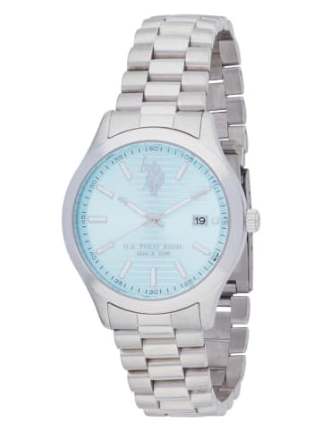 U.S. Polo Assn. Quarzuhr in Silber/ Hellblau