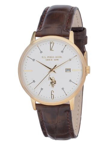 U.S. Polo Assn. Quarzuhr in Braun/ Gold/ Weiß