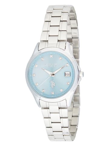 U.S. Polo Assn. Quarzuhr in Silber/ Hellblau